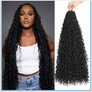 9 Packs Boho Island Twist Crochet Hair with Curls Pre-Looped (1B#, 24 inch)